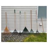 Lot of 7 Various Garden Rakes