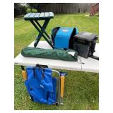Outdoor Camping Gear Lot with Table, Chairs, and Cooler Bags