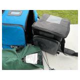 Outdoor Camping Gear Lot with Table, Chairs, and Cooler Bags