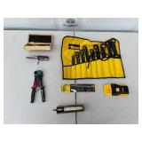 Lot of Various Hand Tools including DeWalt Stud Finder and Parker Wrench Set