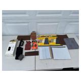 Lot of Sandpaper Sheets and Sanding Supplies