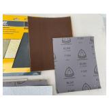 Lot of Sandpaper Sheets and Sanding Supplies