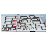 Lot of Various C-Clamps and F-Clamps
