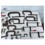 Lot of Various C-Clamps and F-Clamps