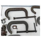 Lot of Various C-Clamps and F-Clamps
