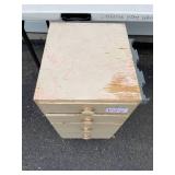 Vintage Four-Drawer Wooden Rolling Cabinet