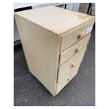 Vintage Four-Drawer Wooden Rolling Cabinet