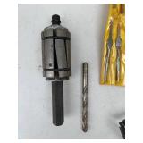 Assorted Drill Bits, Magnetic Base, and Accessories Lot