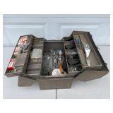 Vintage Craftsman Metal Toolbox with Assorted Tools and Parts