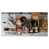 Assorted Garage Hardware and Sign Lot
