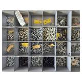 Assorted Fasteners in Metal Organizer