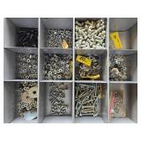Assorted Fasteners in Metal Organizer