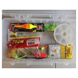 Assorted Fishing Tackle Lot with Tackle Boxes and Hooks