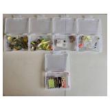 Assorted Fishing Tackle Lot with Plastic Storage Boxes
