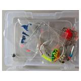 Assorted Fishing Tackle Lot with Plastic Storage Boxes