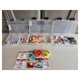 Large Lot of Fishing Hooks, Swivels, Weights, and Floats with Organizers