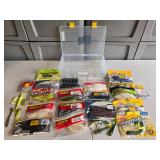 Lot of Assorted Fishing Baits & Lures with Storage Box