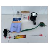 Assorted Lot of Tools, Thermostat, and Cleaning Supplies