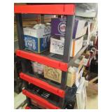 Heavy Duty 4-Tier Plastic Storage Shelving Unit with Red Supports