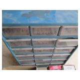 Assorted Hardware in Metal Storage Cabinet with Drawers