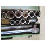 Vintage Socket Set with Ratchet and Extension Bars in Metal Case