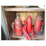 Lot of 3 Red Hydraulic Bottle Jacks