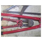 Lot of Assorted Hand Saws and Bolt Cutters
