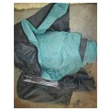 Green and Black Camping Tent with Poles