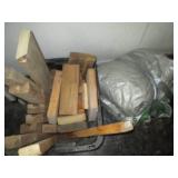 Lot of Mixed Wood Pieces and Tarp