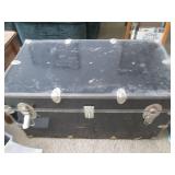 Vintage Black Trunk with Pink Interior