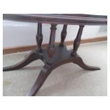 Vintage Oval Wood Coffee Table with Glass Top