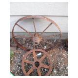 Vintage Rusty Metal Wheels - Set of 2