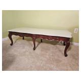 Concrete Top Ornate Mahagany Finish Victorian Cocktail Table