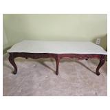 Concrete Top Ornate Mahagany Finish Victorian Cocktail Table