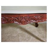 Concrete Top Ornate Mahagany Finish Victorian Cocktail Table