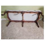 Concrete Top Ornate Mahagany Finish Victorian Cocktail Table