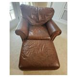 Handsome Leather Mart Brown Leather Tac Rolled Armchair
