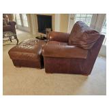 Handsome Leather Mart Brown Leather Tac Rolled Armchair
