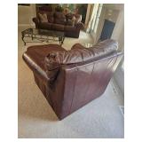 Handsome Leather Mart Brown Leather Tac Rolled Armchair