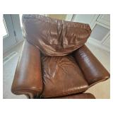 Handsome Leather Mart Brown Leather Tac Rolled Armchair