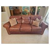 Handsome Leather Mart Brown Leather Tac Rolled Arm Sofa