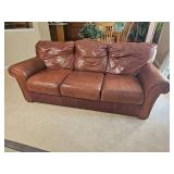 Handsome Leather Mart Brown Leather Tac Rolled Arm Sofa