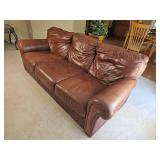 Handsome Leather Mart Brown Leather Tac Rolled Arm Sofa
