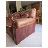 Handsome Leather Mart Brown Leather Tac Rolled Arm Sofa