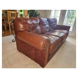 Handsome Leather Mart Brown Leather Tac Rolled Arm Sofa