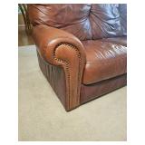 Handsome Leather Mart Brown Leather Tac Rolled Arm Sofa