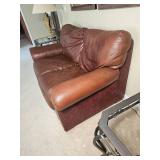 Handsome Leather Mart Brown Leather Tac Rolled Arm Loveseat