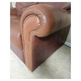 Handsome Leather Mart Brown Leather Tac Rolled Arm Loveseat