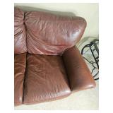 Handsome Leather Mart Brown Leather Tac Rolled Arm Loveseat
