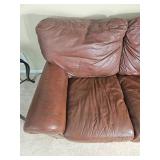 Handsome Leather Mart Brown Leather Tac Rolled Arm Loveseat